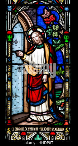 Revelation stained glass, St. Laurence`s Church, Milcombe, Oxfordshire, England, UK Stock Photo